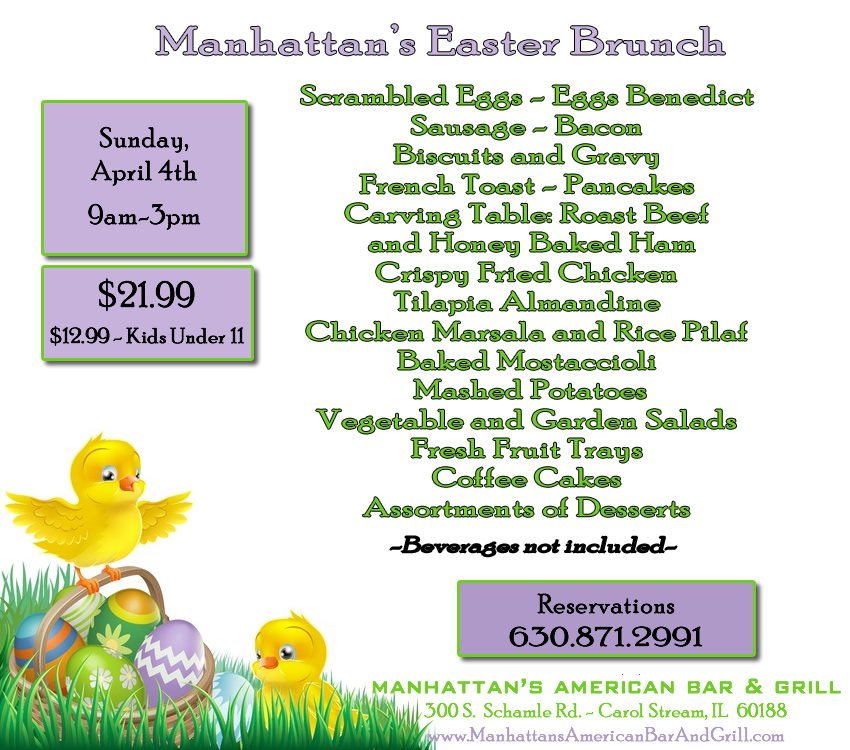 Easter Brunch at Manhattan’s on April 4, 2021 (9am to 3pm) | Manhattan ...