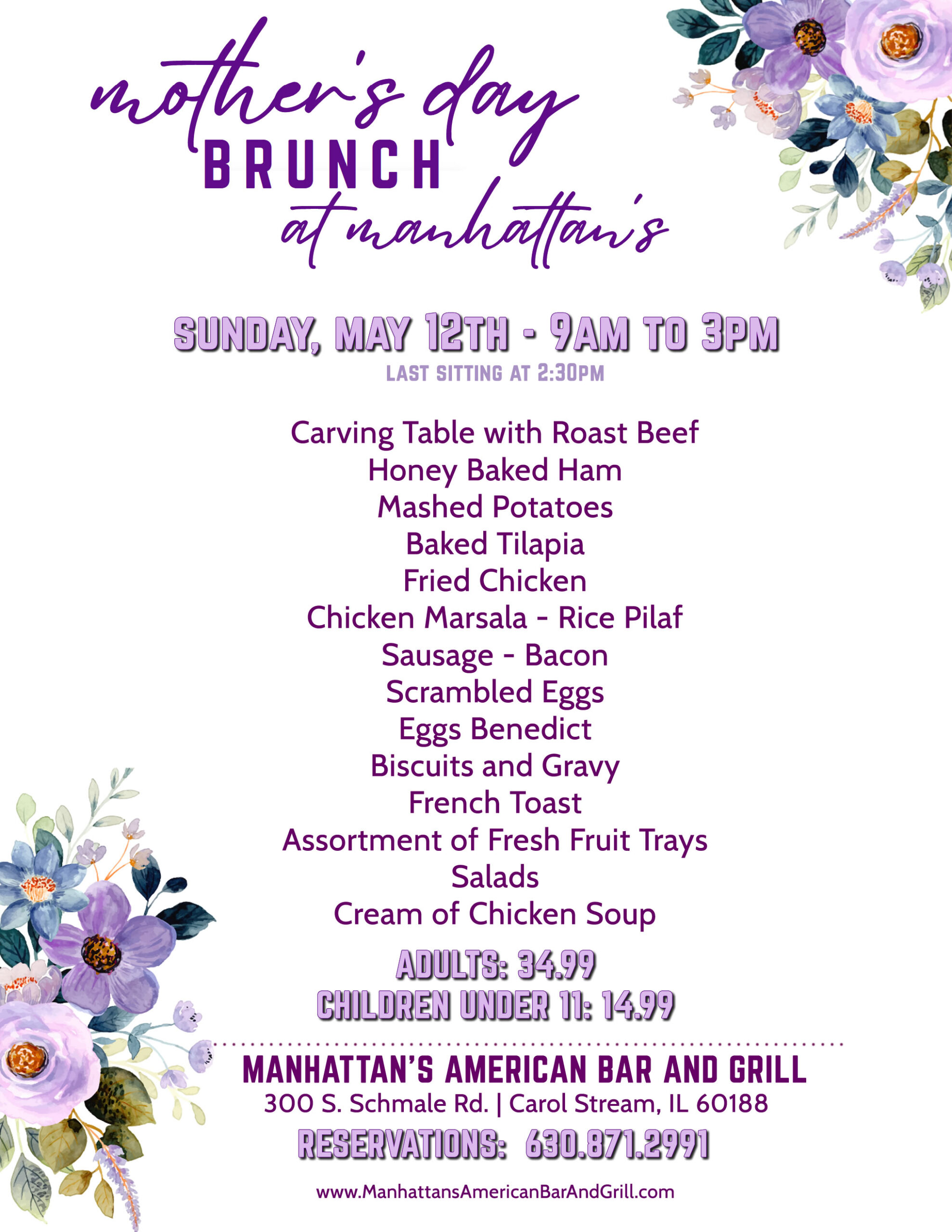 Mother’s Day Brunch in Carol Stream at Manhattan’s – May 12, 2024 ...